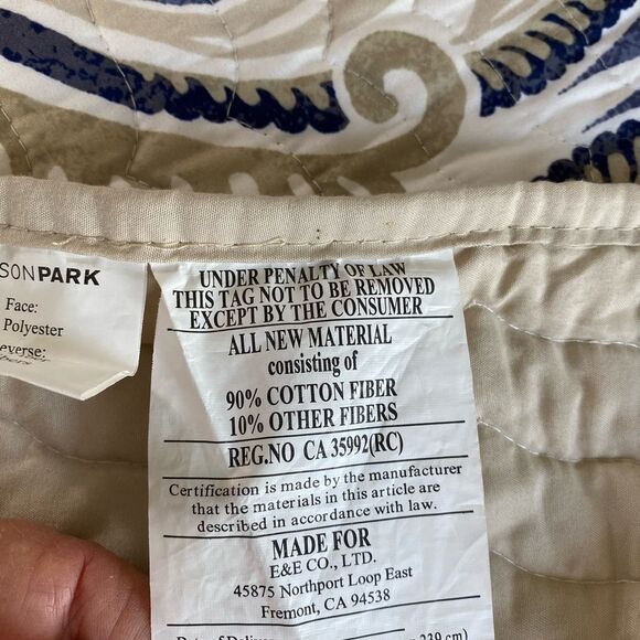 Madison Park Blue and Cream Comforter Set king 3 piece set - Picture 8 of 9